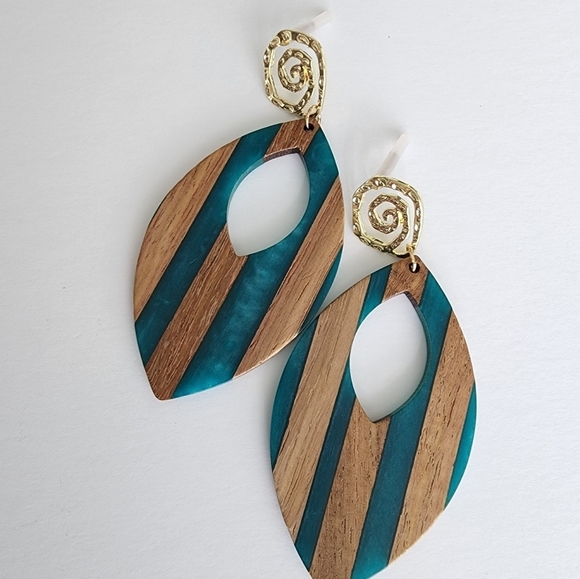 Wood Earrings, Large Wood Earrings - Picture 1 of 4